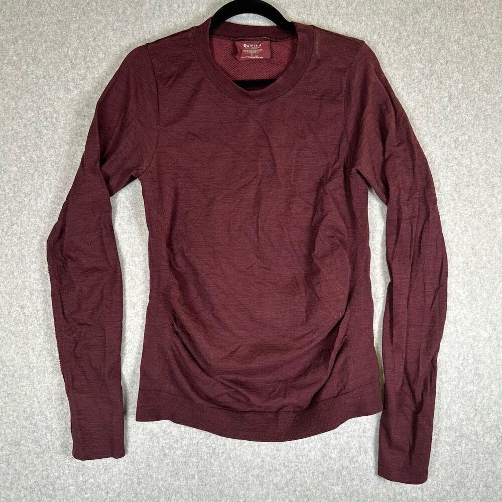 Athleta Womens Size Large Athletic Running Workout Pullover Top Shirt Burgundy
